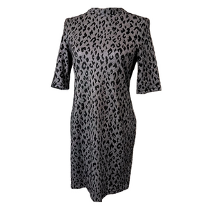 Topshop Animal Print Y2K Silver Black Bodycon Short Sleeve Midi Dress Women’s 10